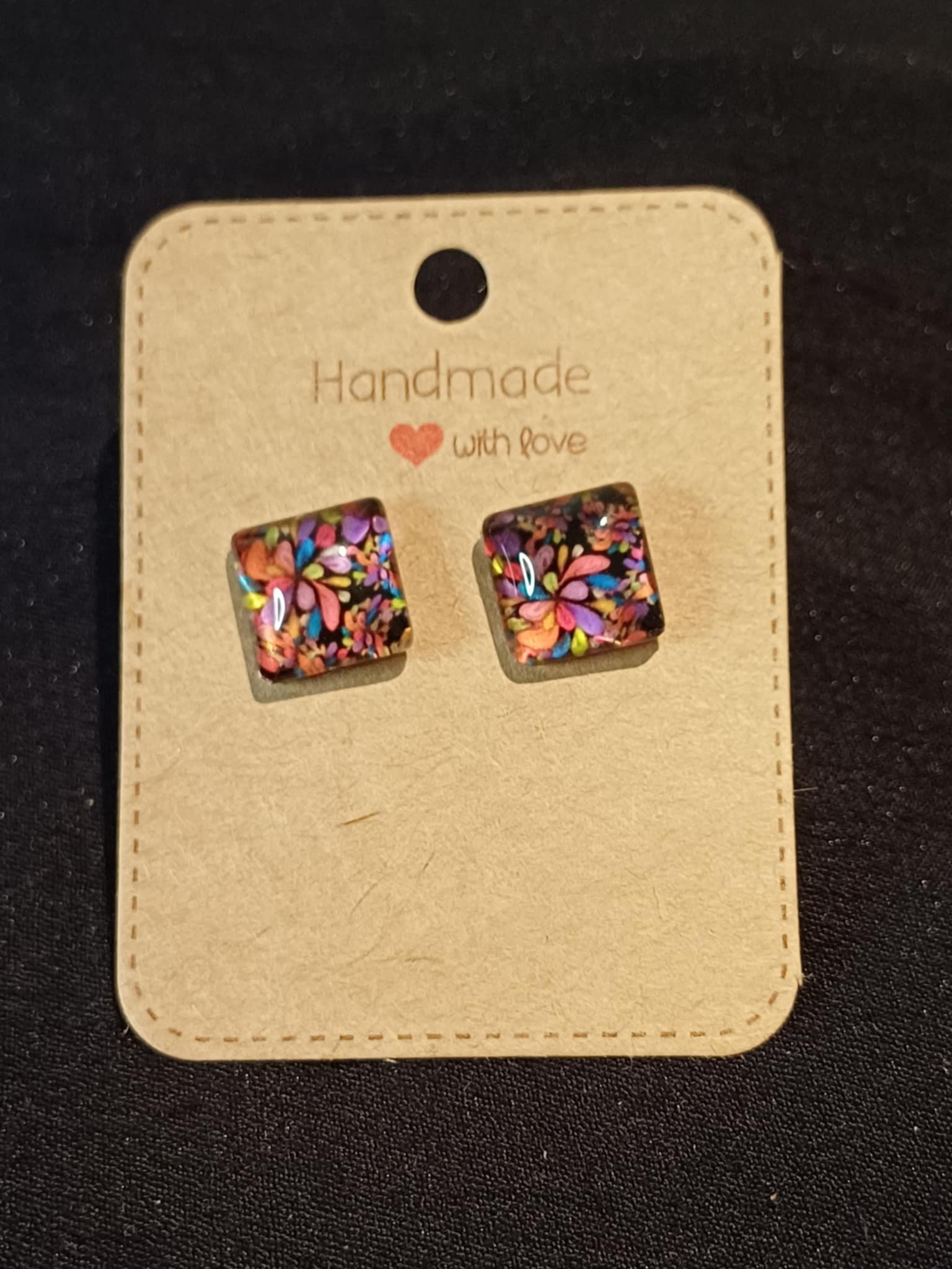 Colourful square studs