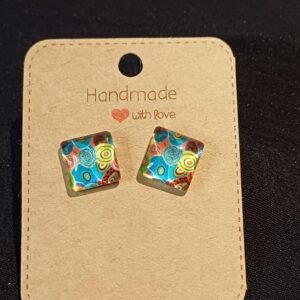 Colourful square studs