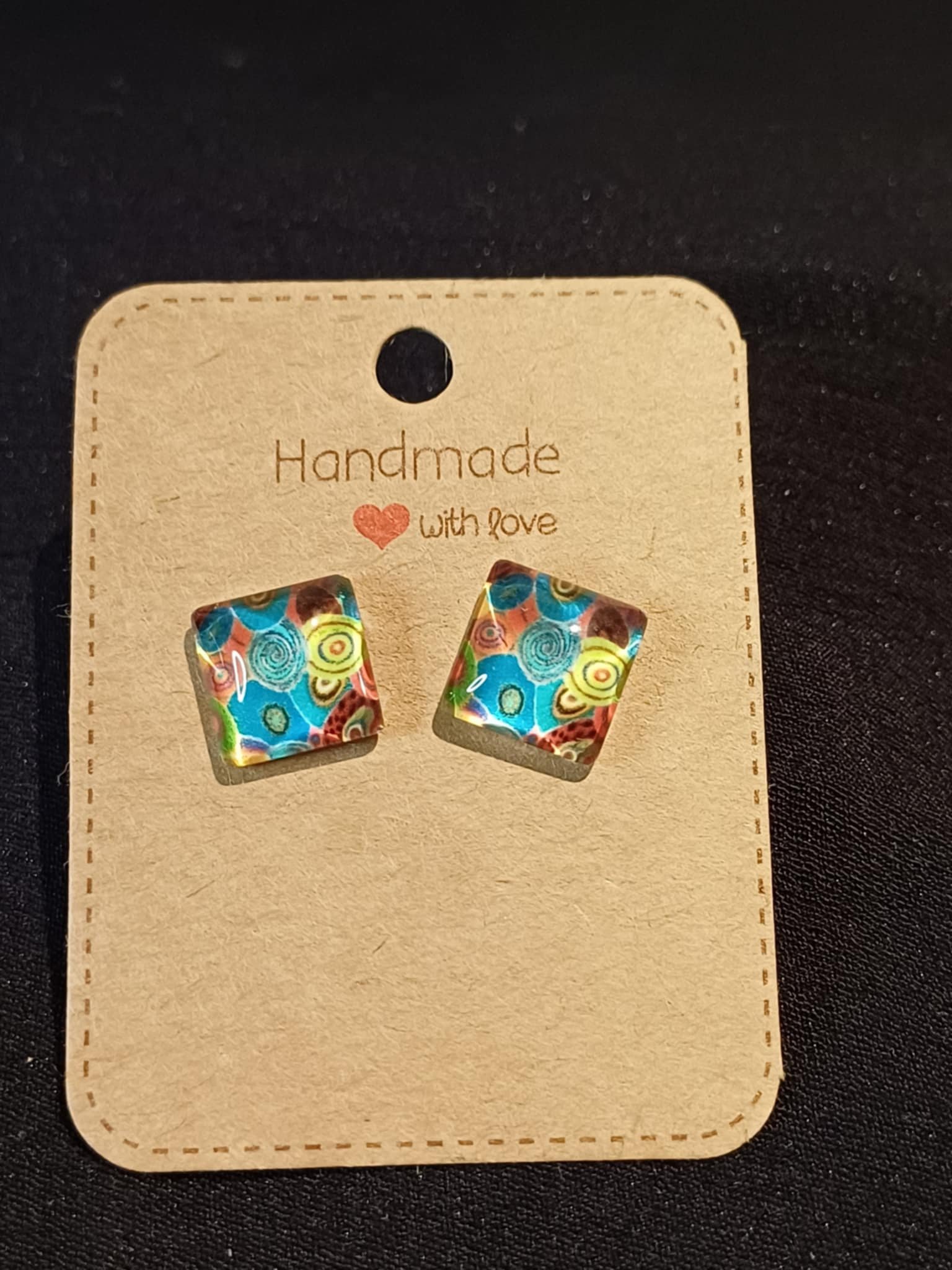 Colourful square studs