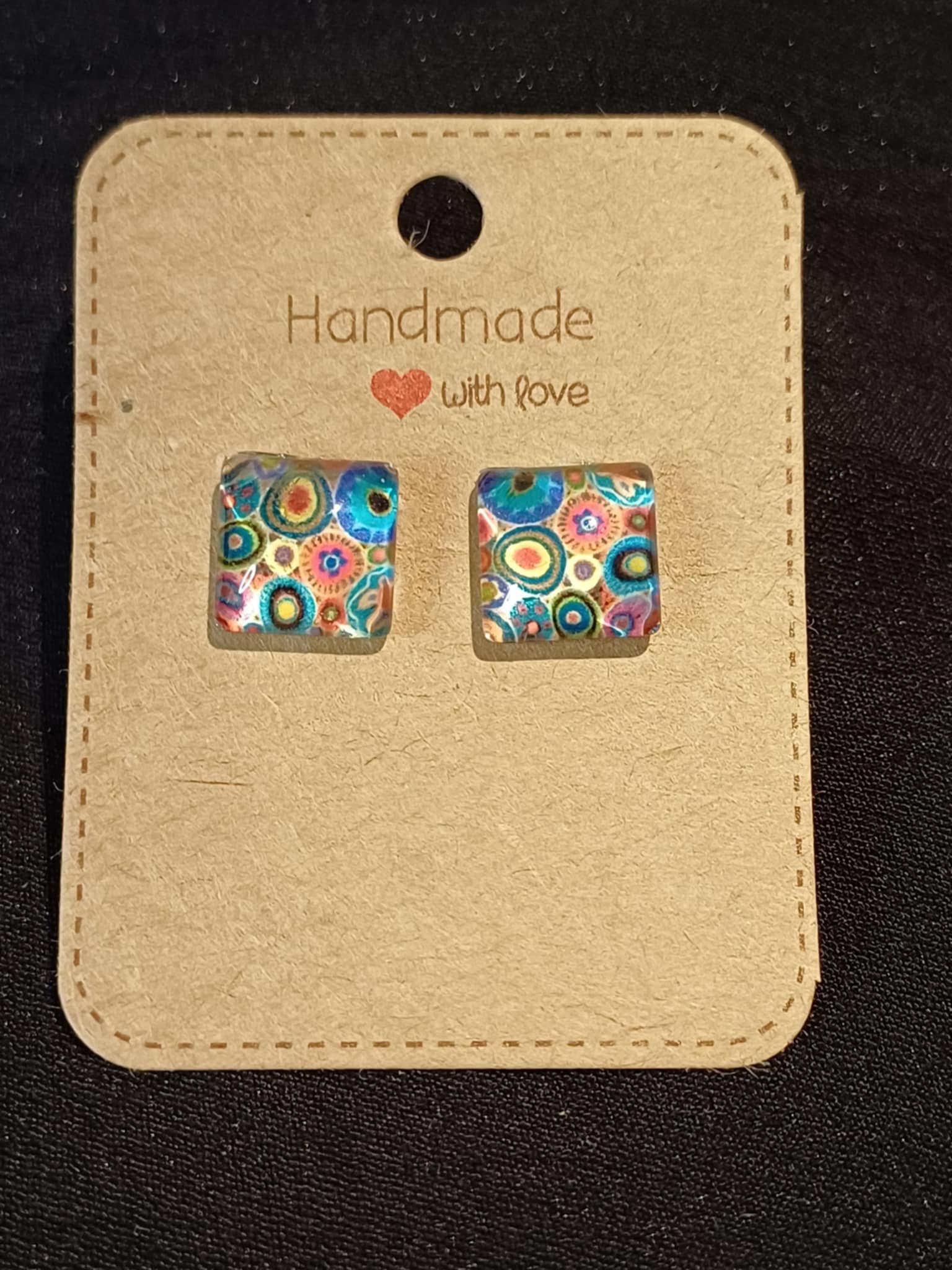 Colourful square studs