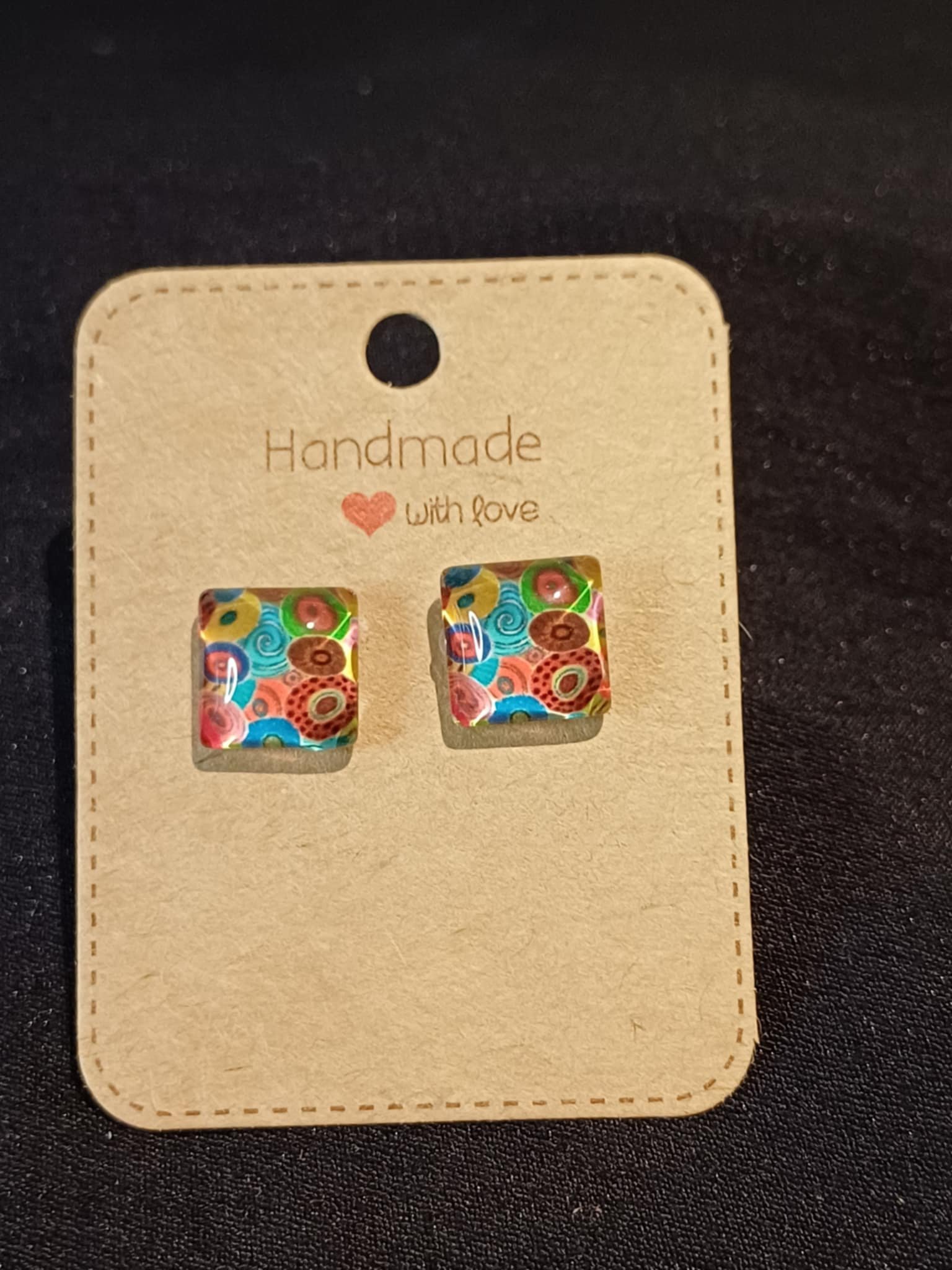Colourful square studs