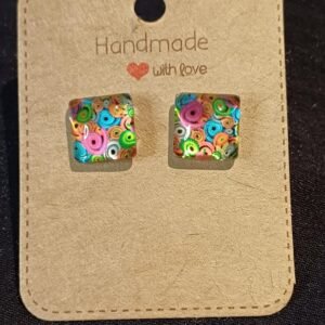 Colourful square studs