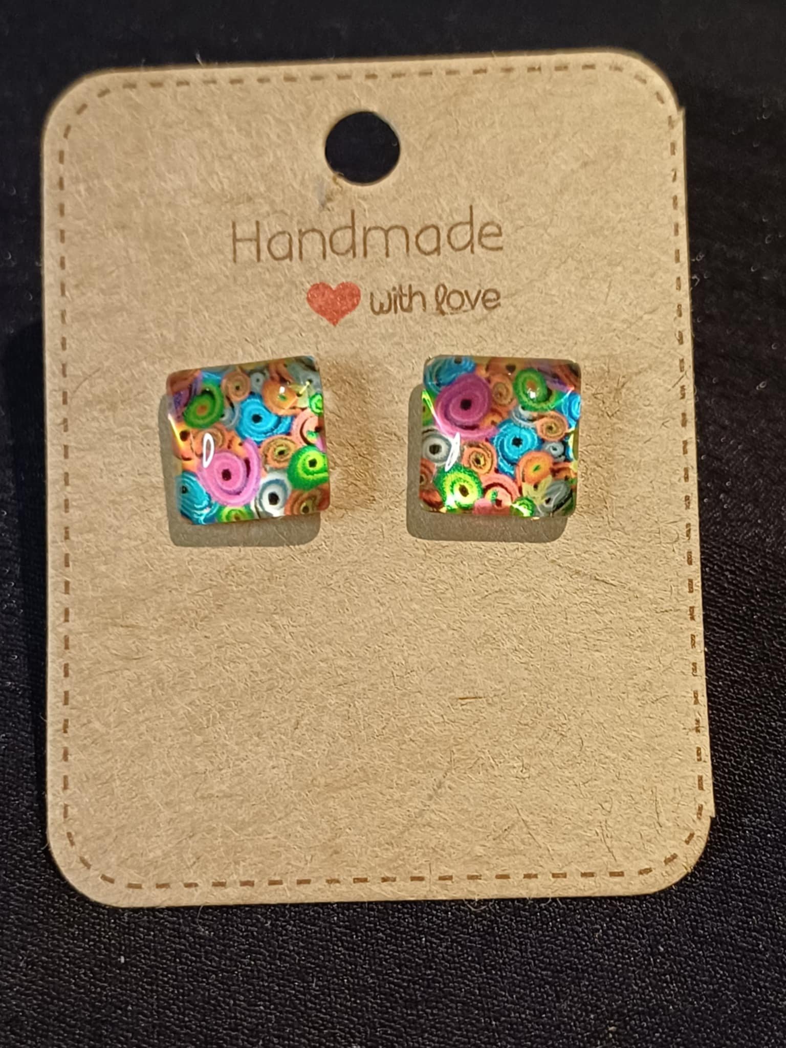 Colourful square studs