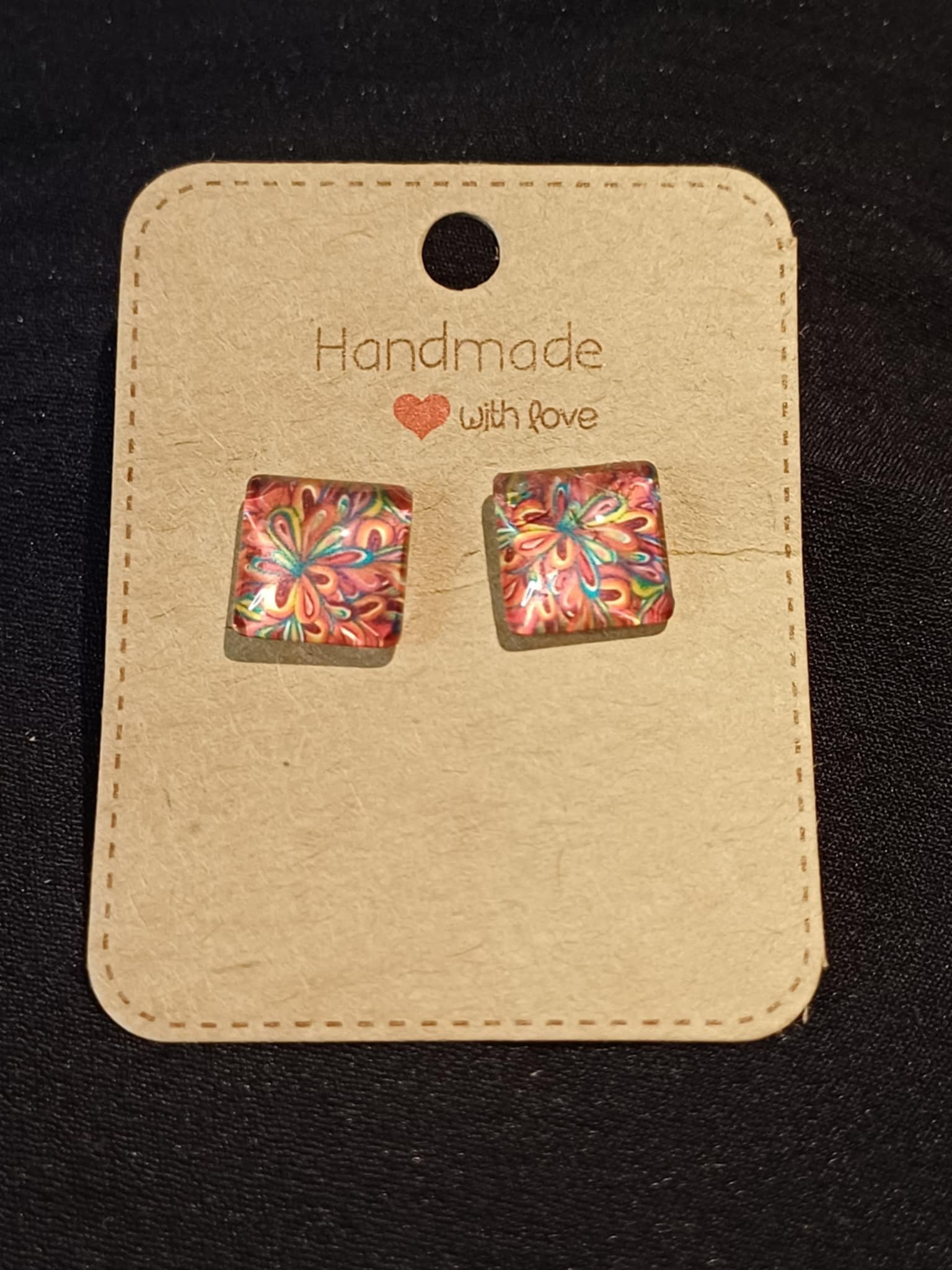Colourful square studs