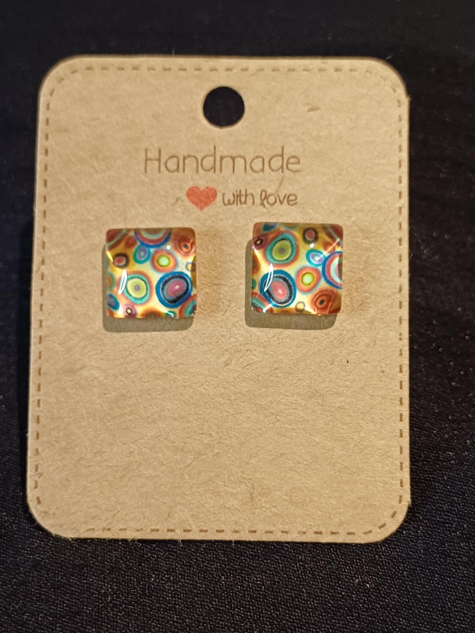 Colourful square studs