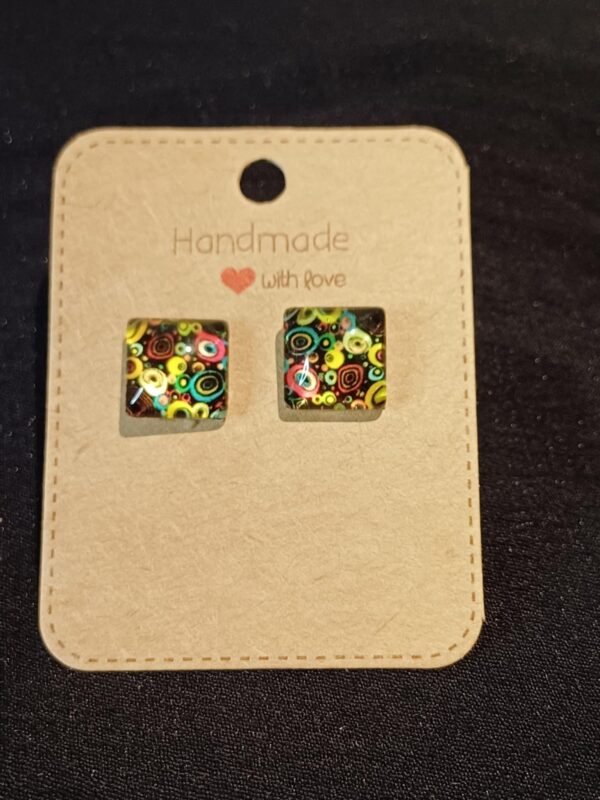 Colourful square studs