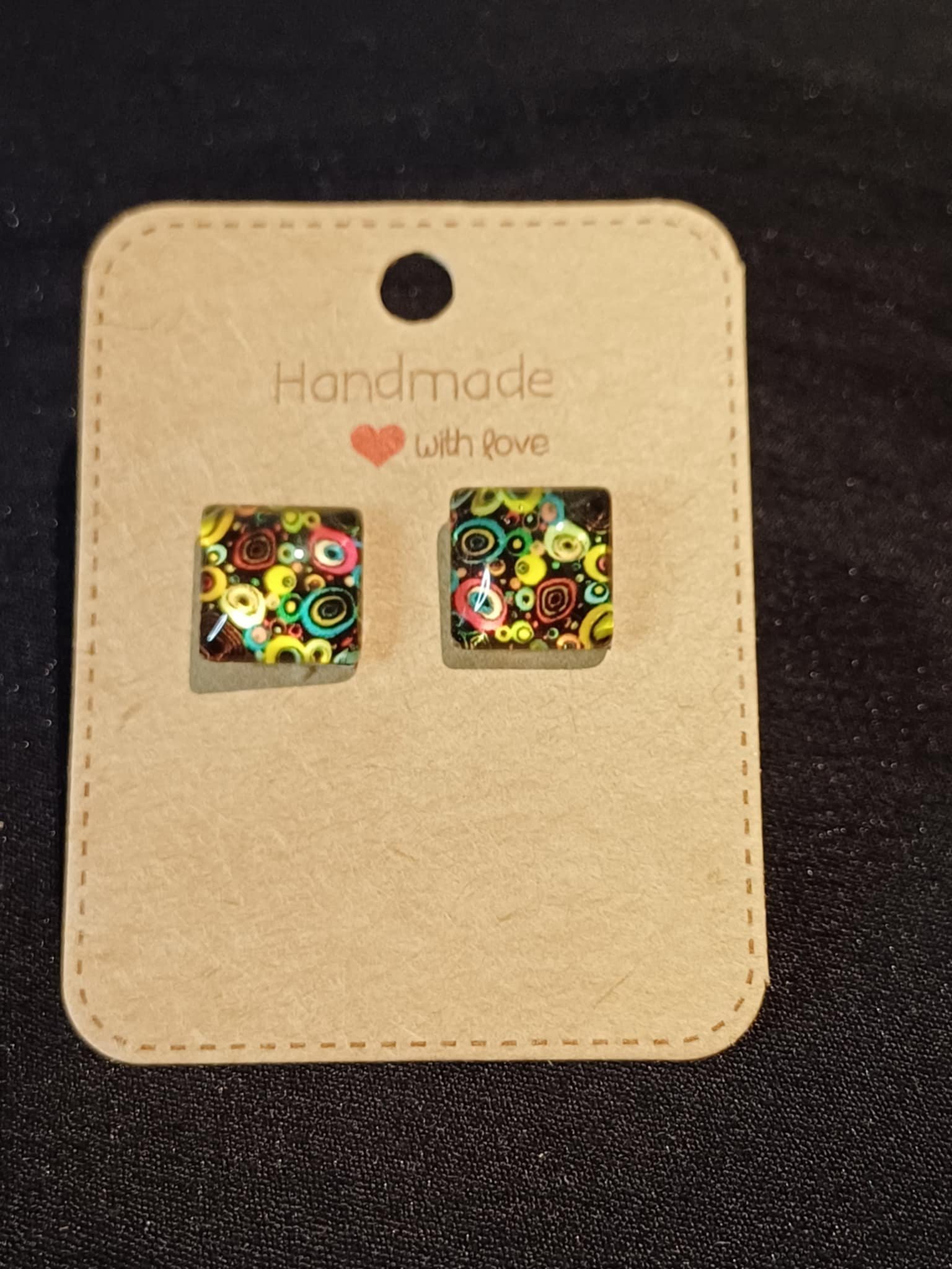 Colourful square studs