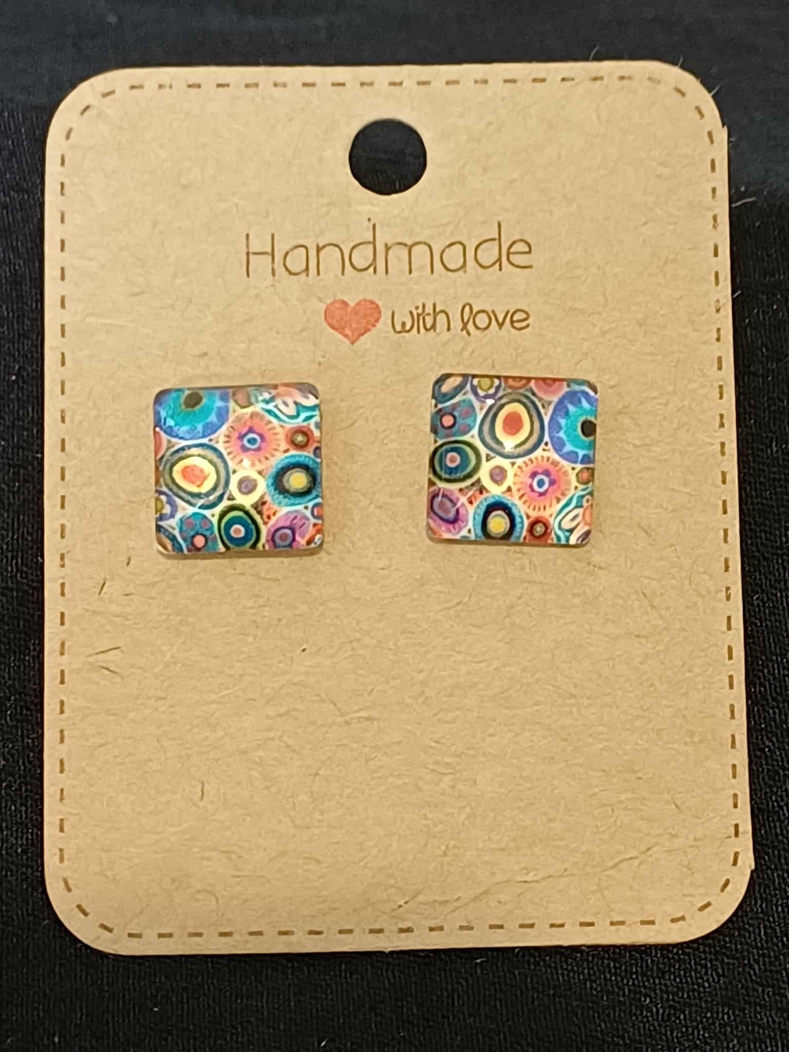 Colourful square studs