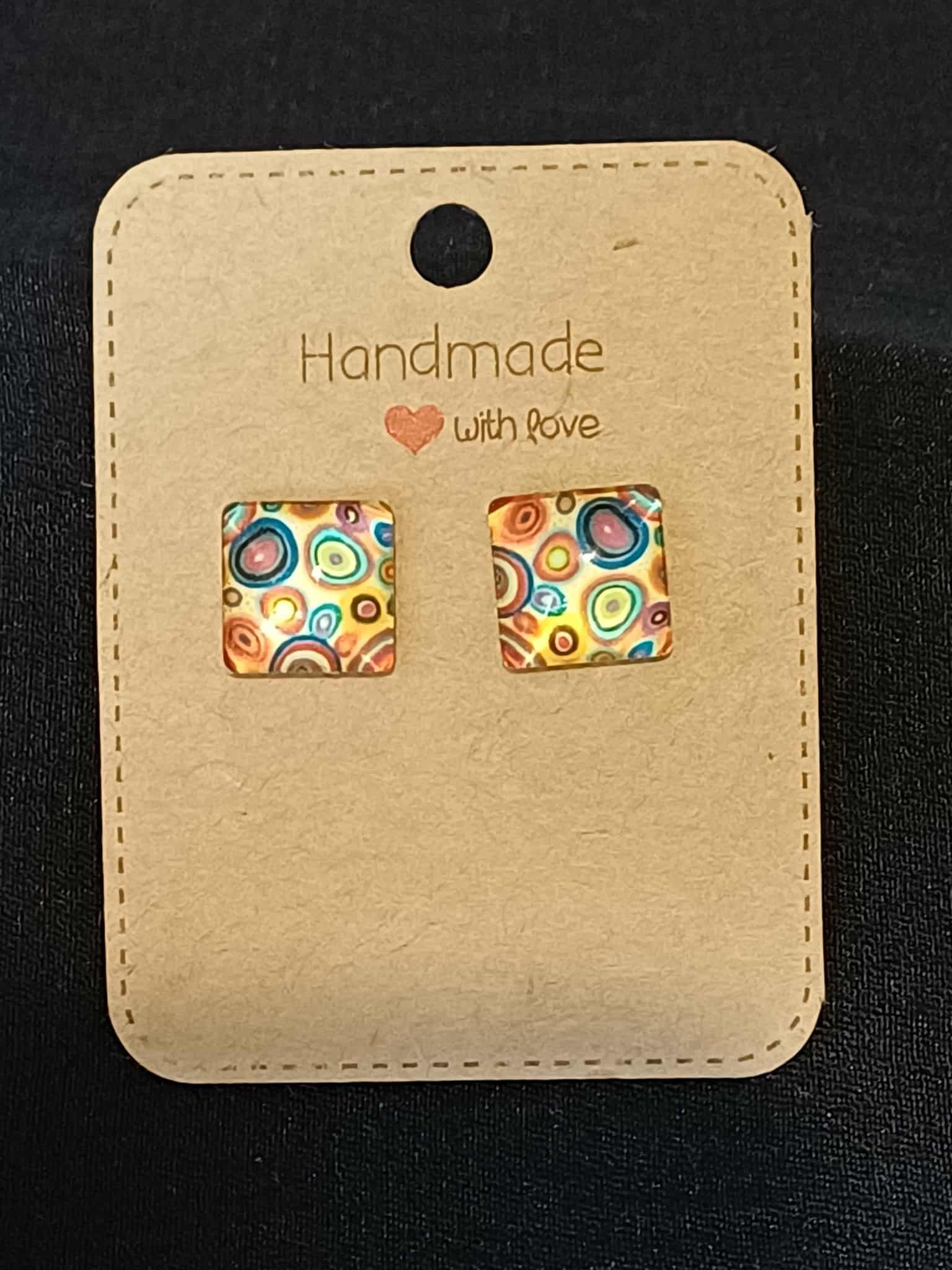 Colourful square studs