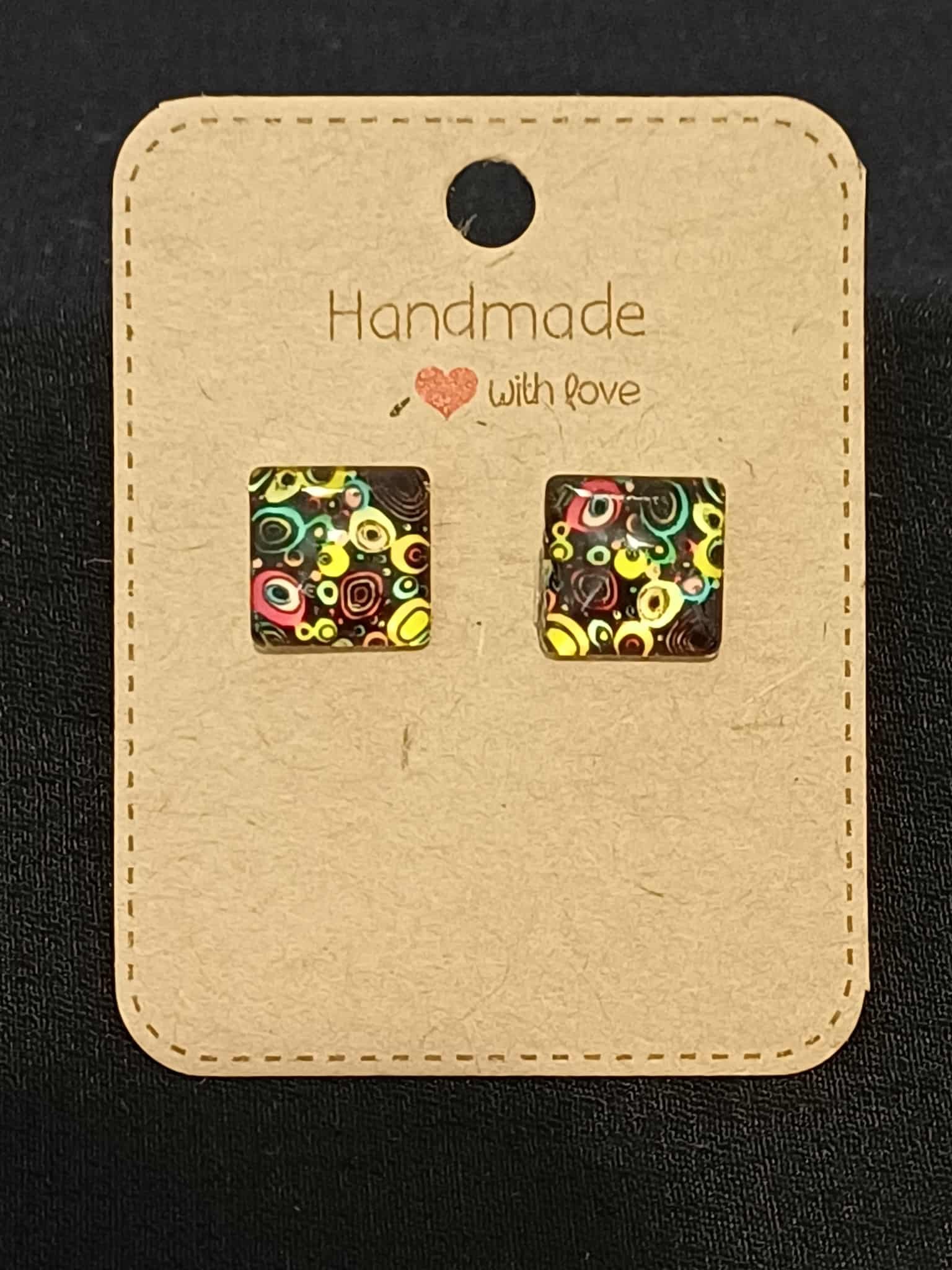 Colourful square studs