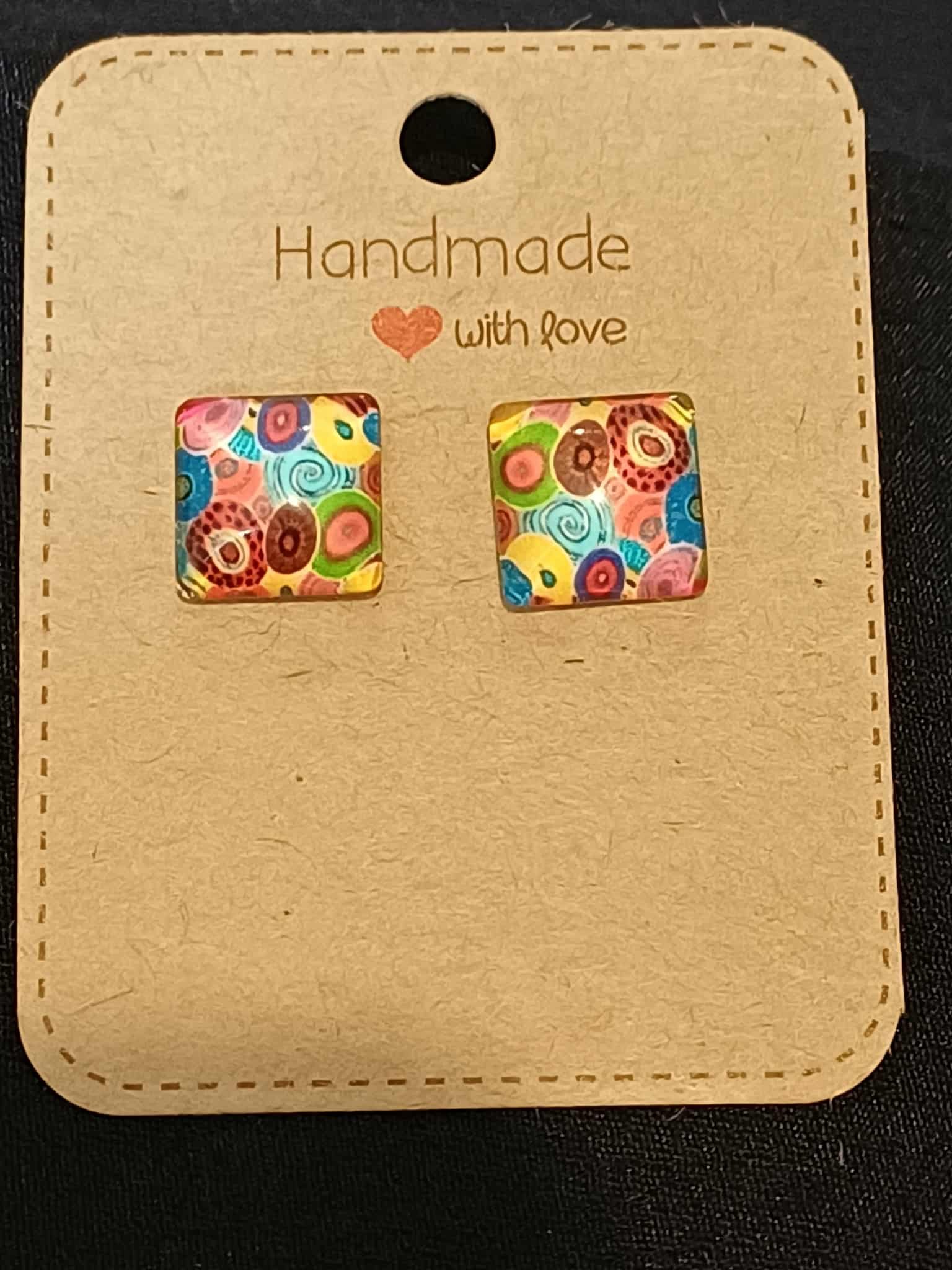 Colourful square studs