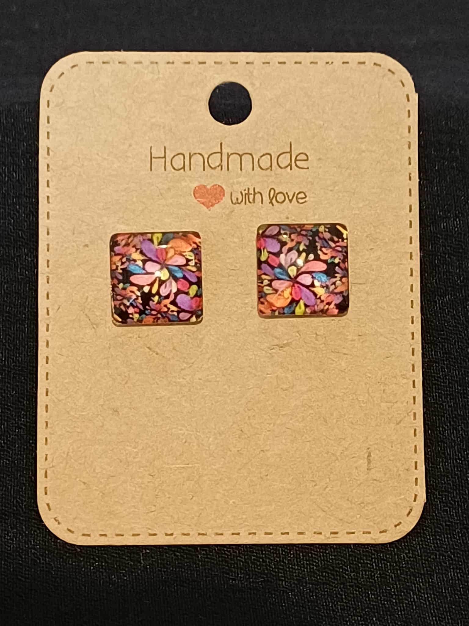 Colourful square studs