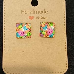 Colourful square studs