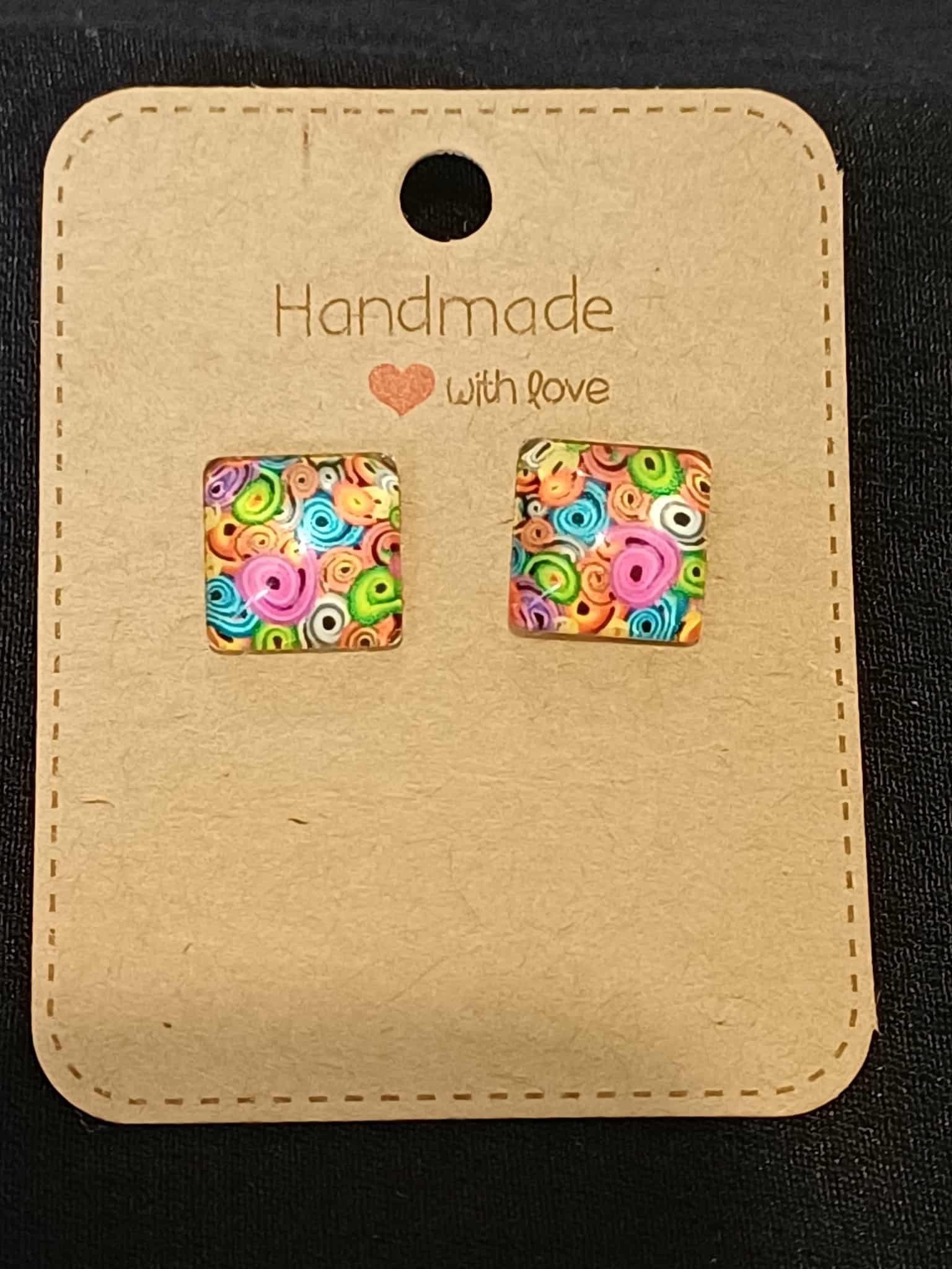 Colourful square studs