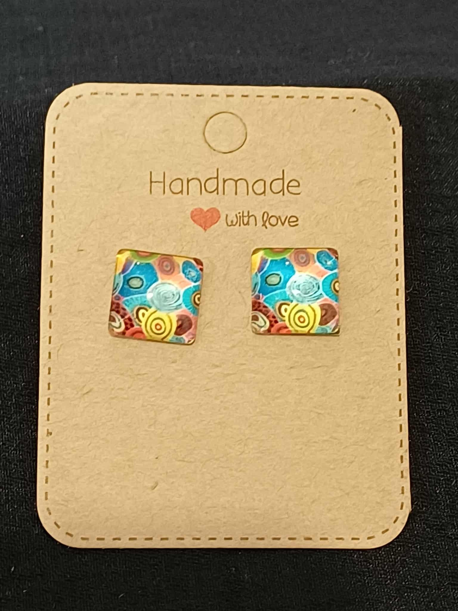 Colourful square studs