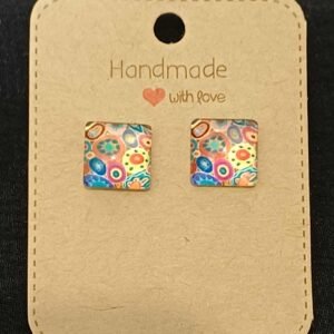 Colourful square studs