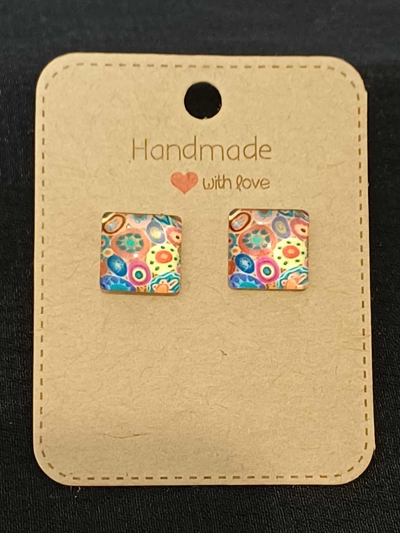 Colourful square studs