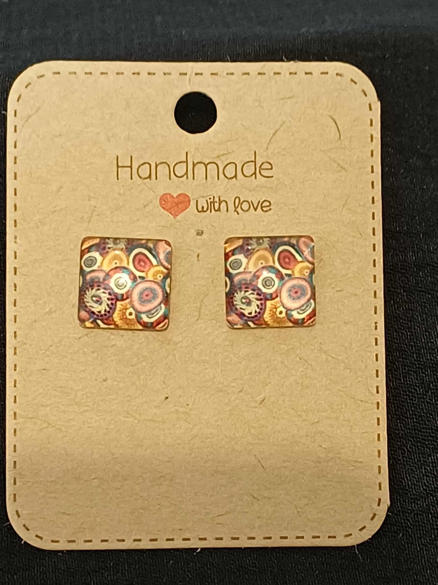 Colourful square studs