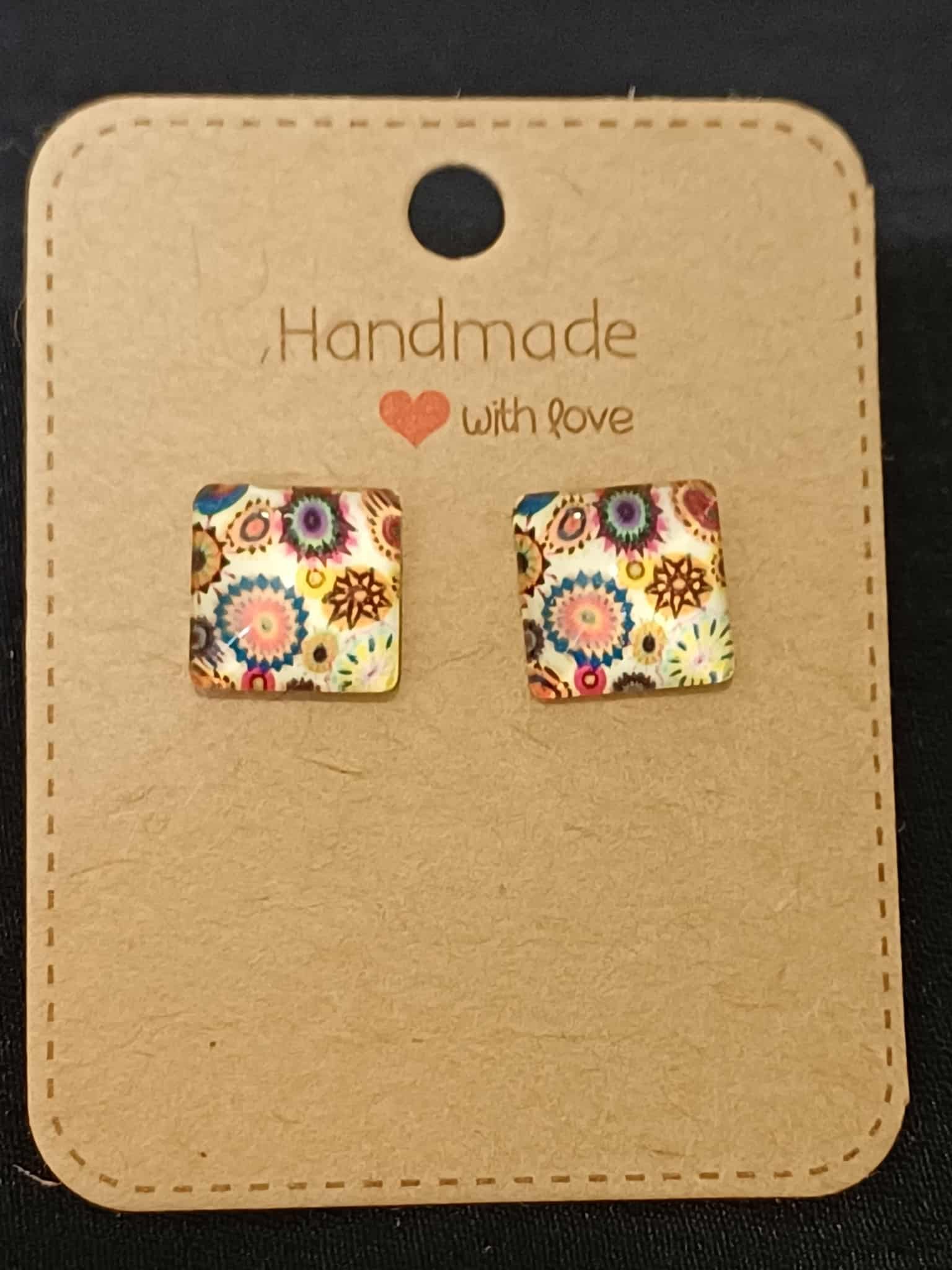 Colourful square studs