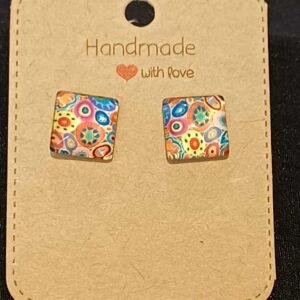 Colourful square studs