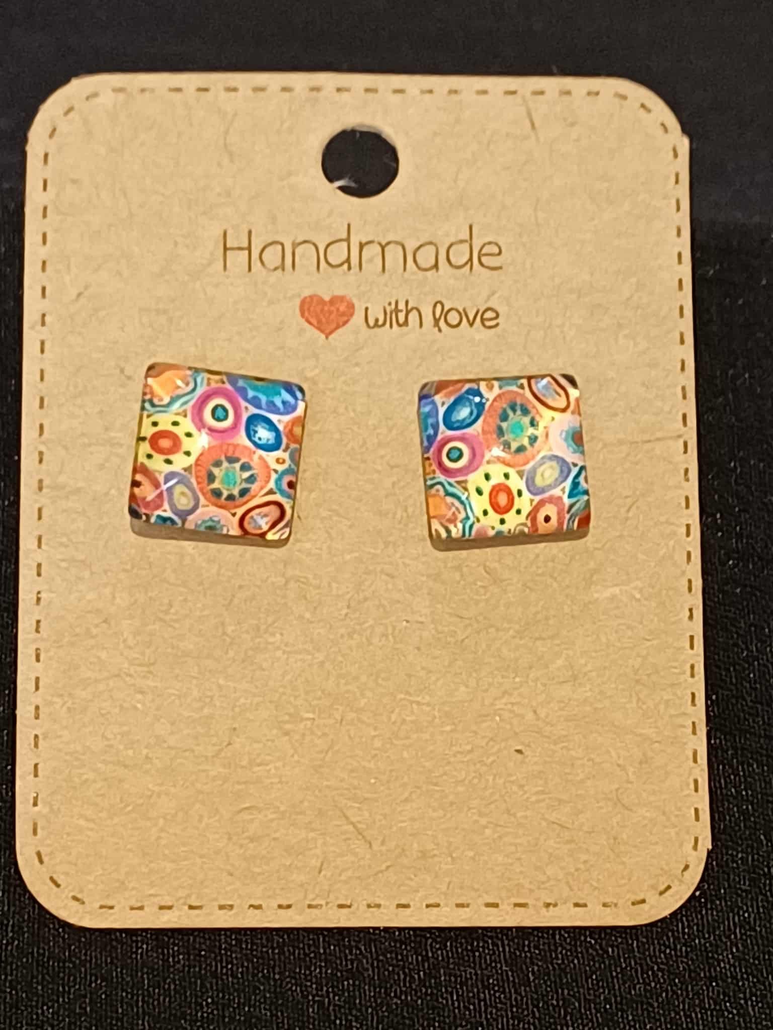 Colourful square studs