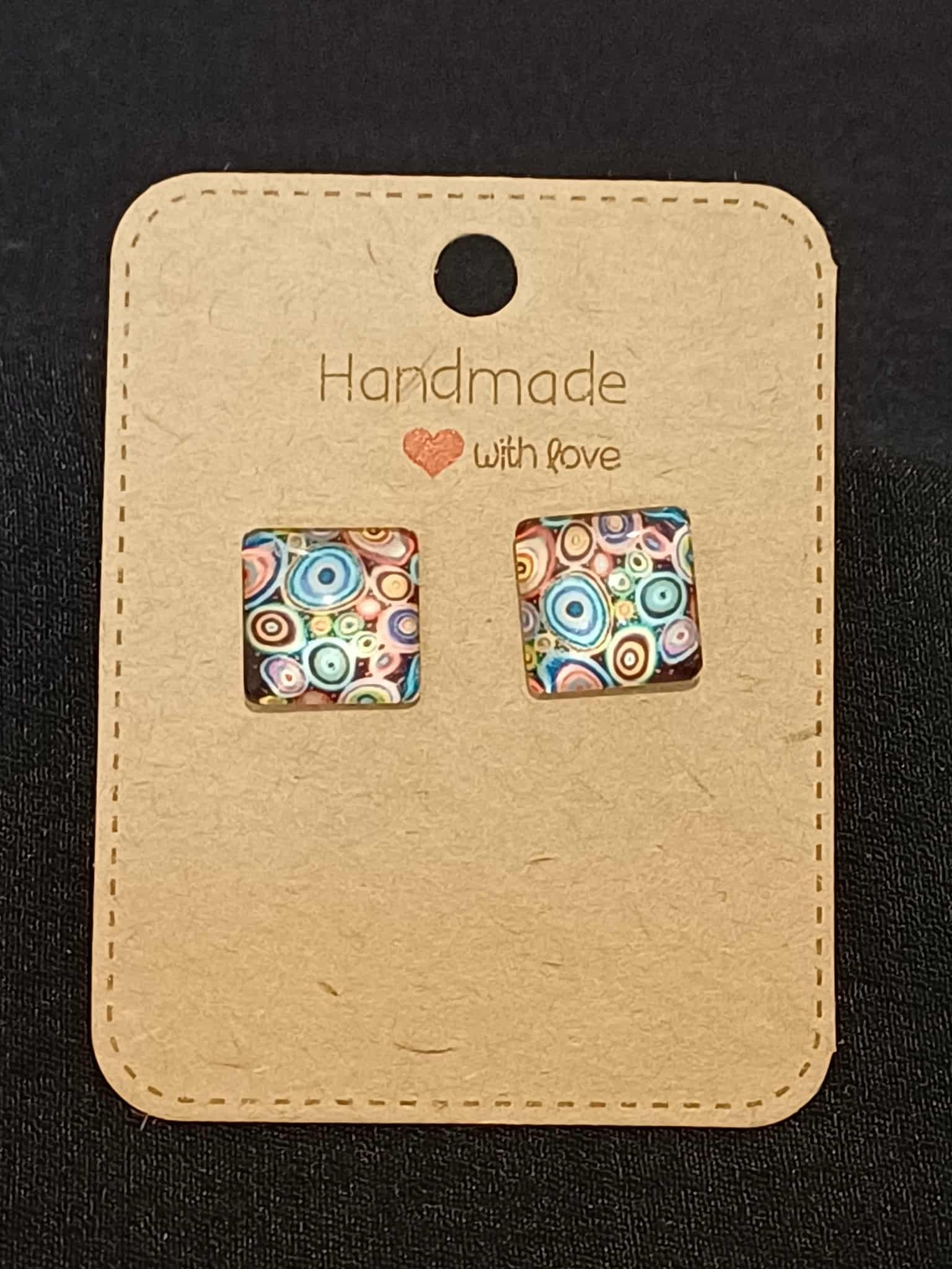 Colourful square studs